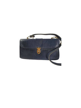 Vintage Ronay Blue Leather Shoulder Bag Rectangle Envelope Style Toggle Close